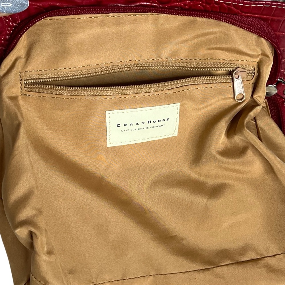 LIZ CLAIBORNE Crazy Horse Vintage Red Mock Croc Mini Satchel OS - Picture 10 of 11
